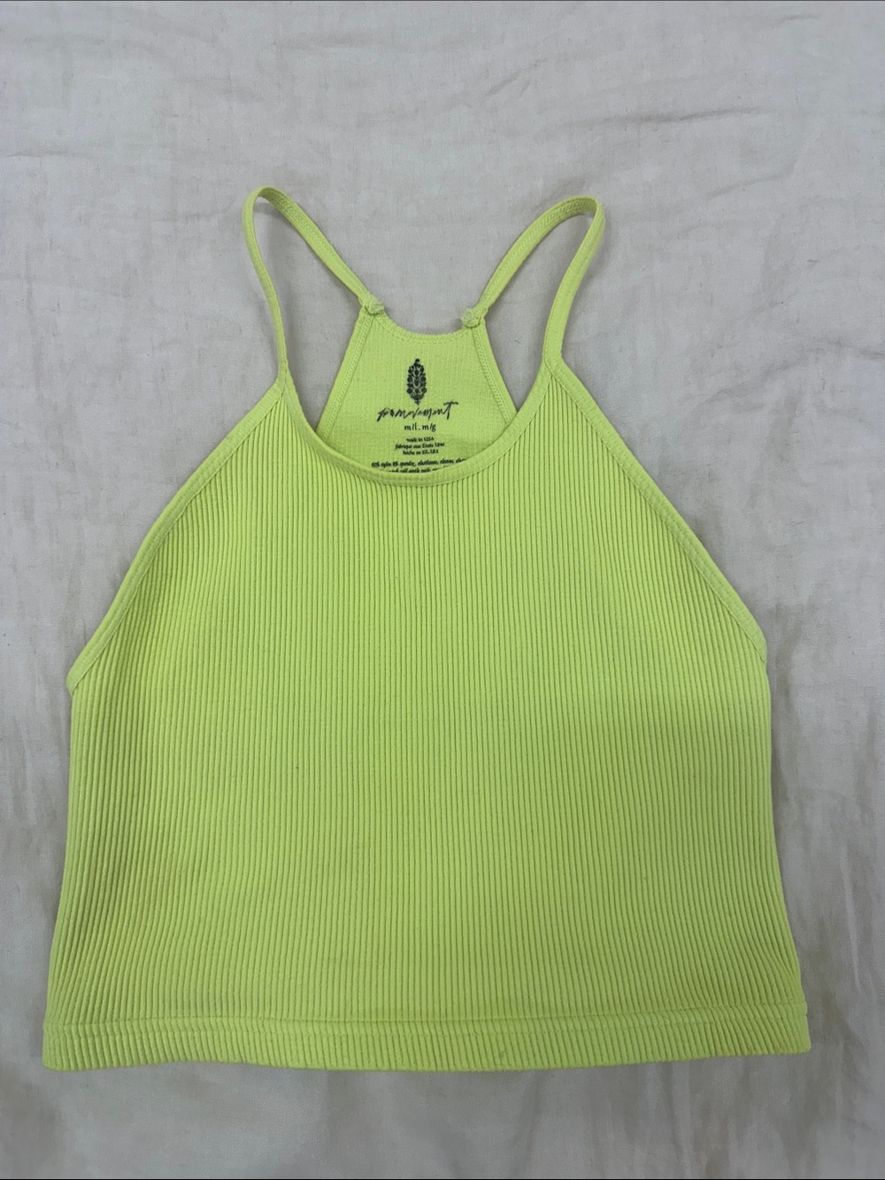 FP Movement Happiness Runs Lime Ribbed Cropped Tank Top
